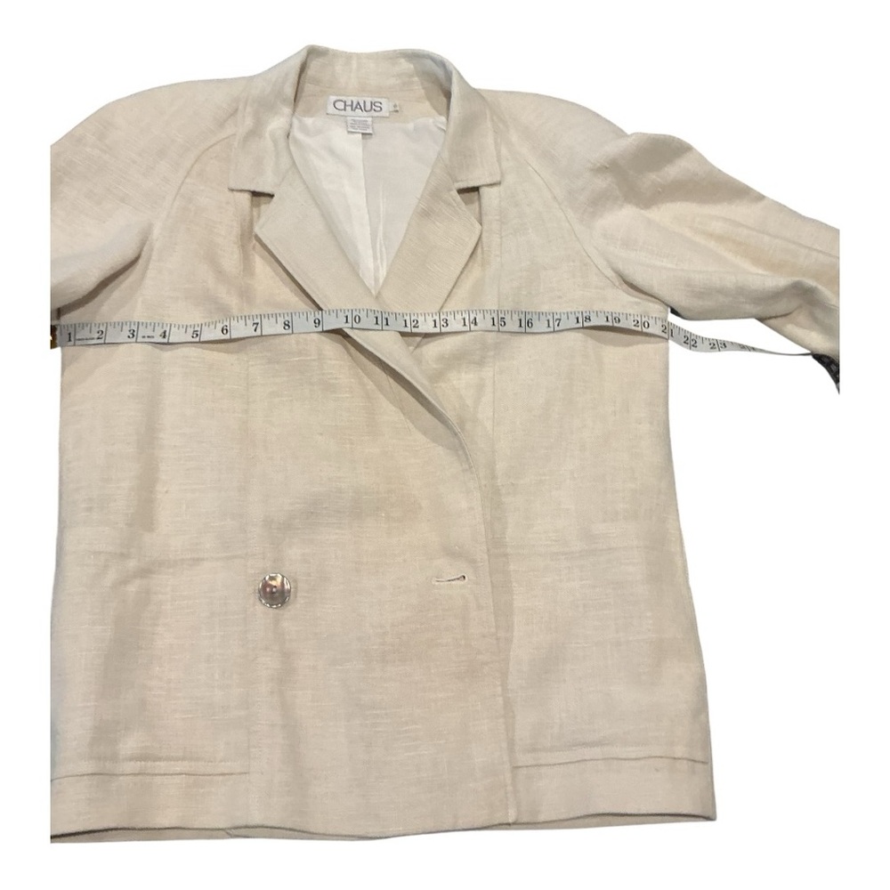 CHAUS 100% Linen Blazer Jacket Women Size 6 Beige Lightweight Classic - Picture 6 of 8